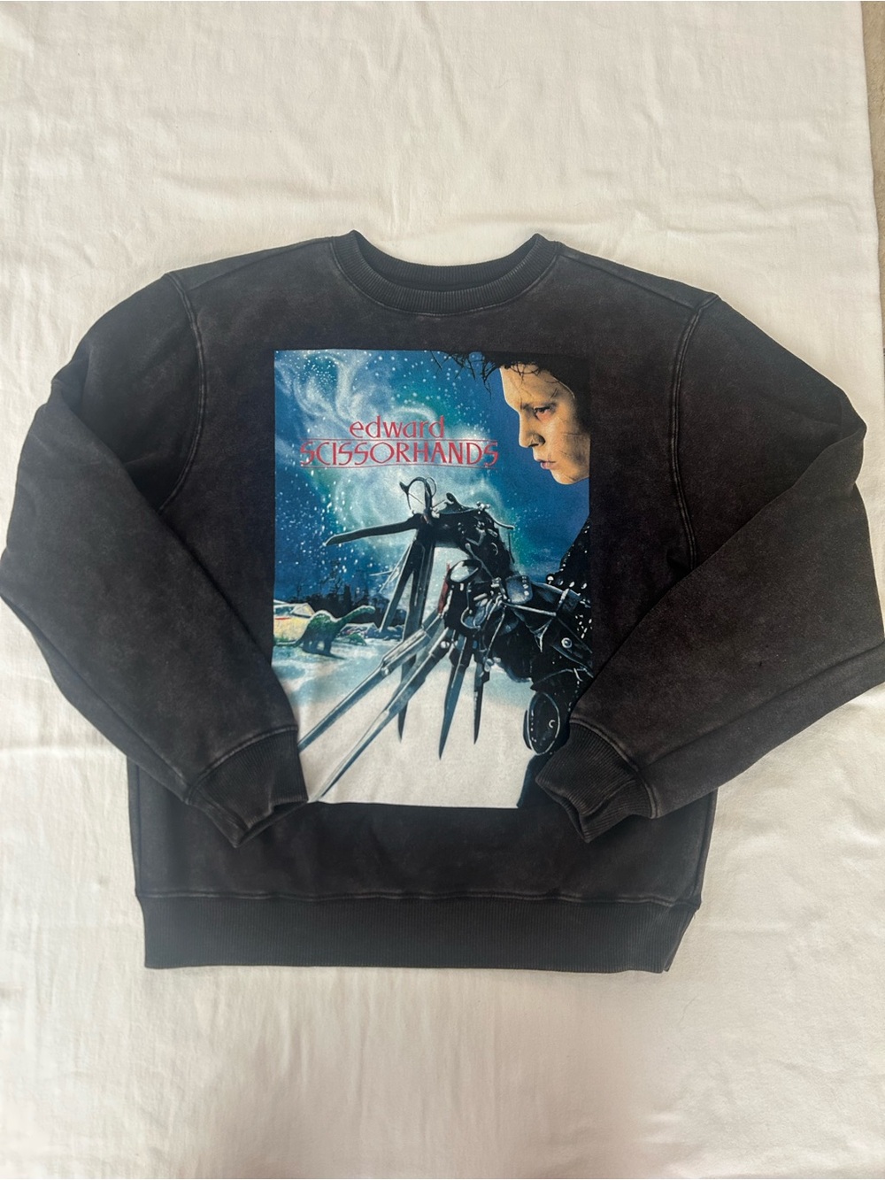 Edward Scissorhands Sweatshirt XL Black Graphic Crewneck Movie Quote Pullover